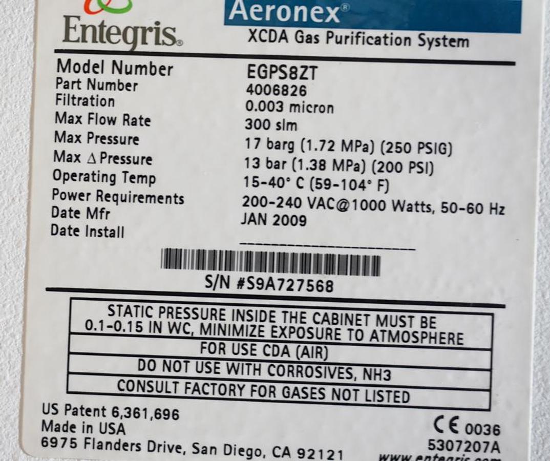 2009 Entegris Aeronex  H series Gas Purification System- UNUSED IN ORIGINAL CRATE