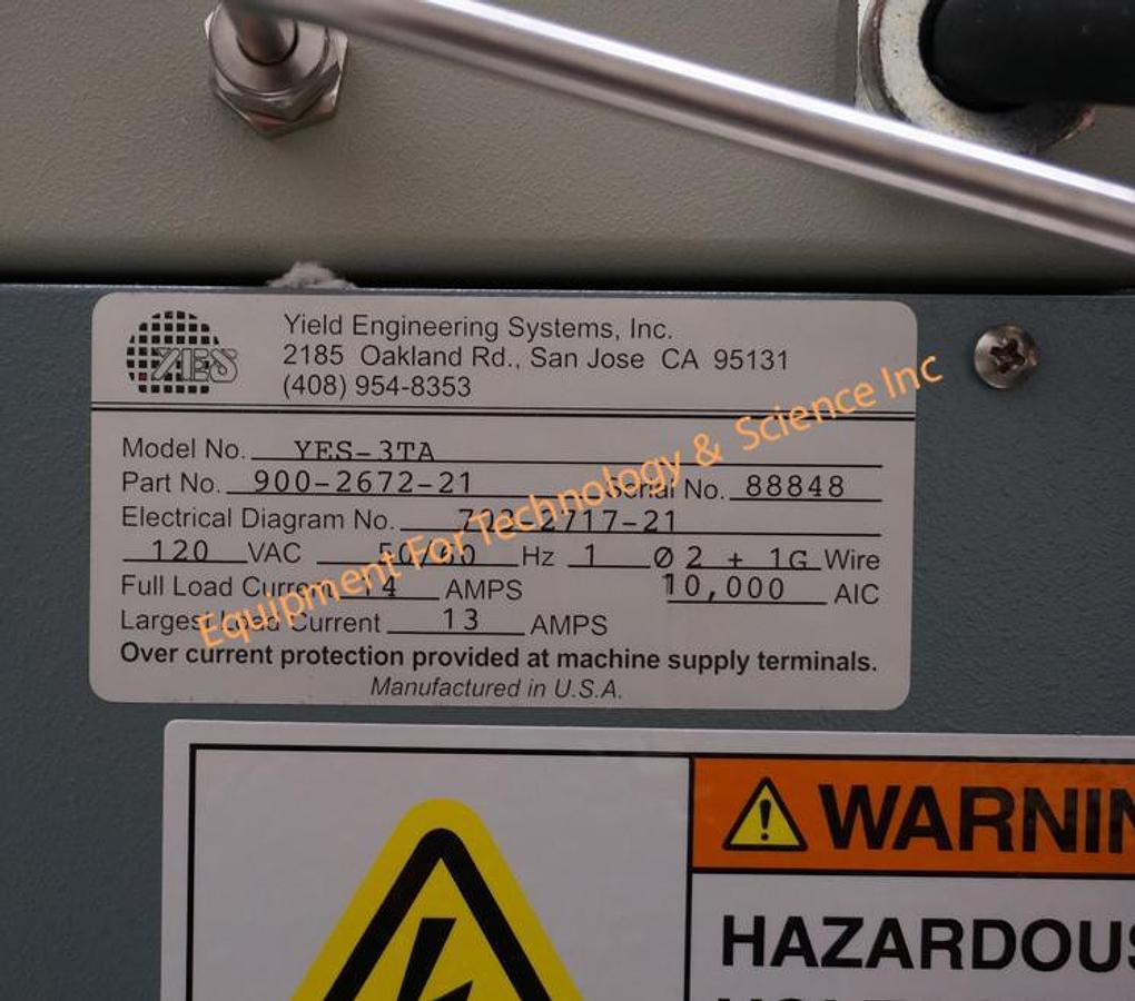 Refurbished Yield Engineering (YES) model 3TA HMDS vapor prime oven