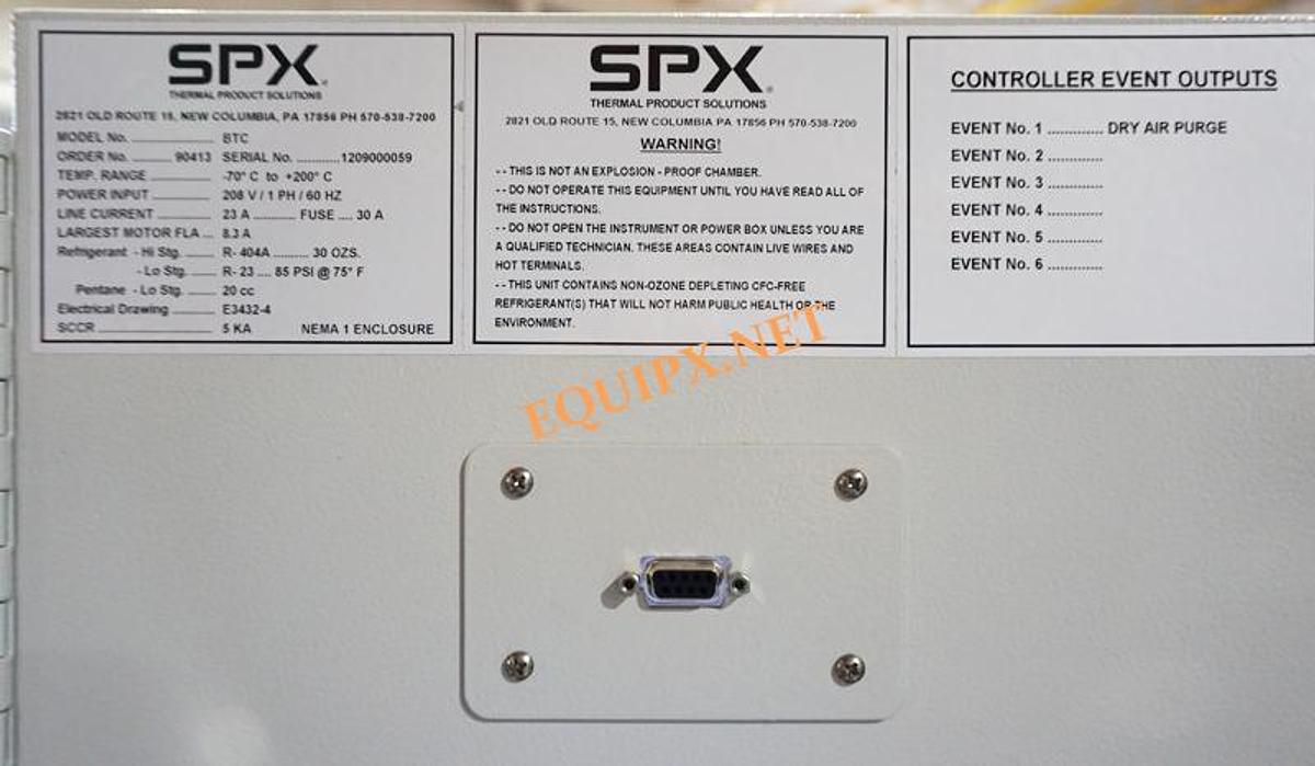 Used SPX Tenney BTC temperature chamber, 5 cu ft, -70 to 200C, 208v 1ph