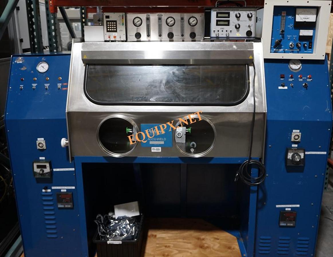 Used Polaris 5100 AC resistance welder with controlled atmosphere glove box, dual vacuum bakeout ovens, power supply