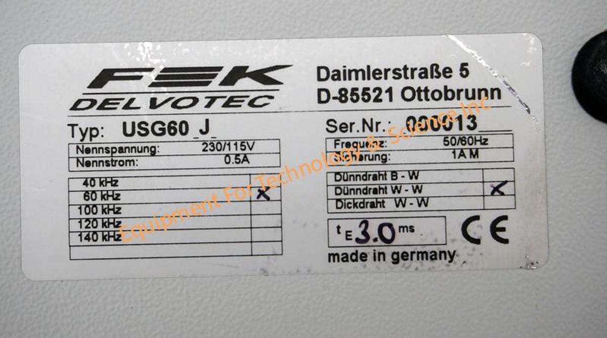 Used F&K Delvotek USG60 ultrasonic power supply 60KHz