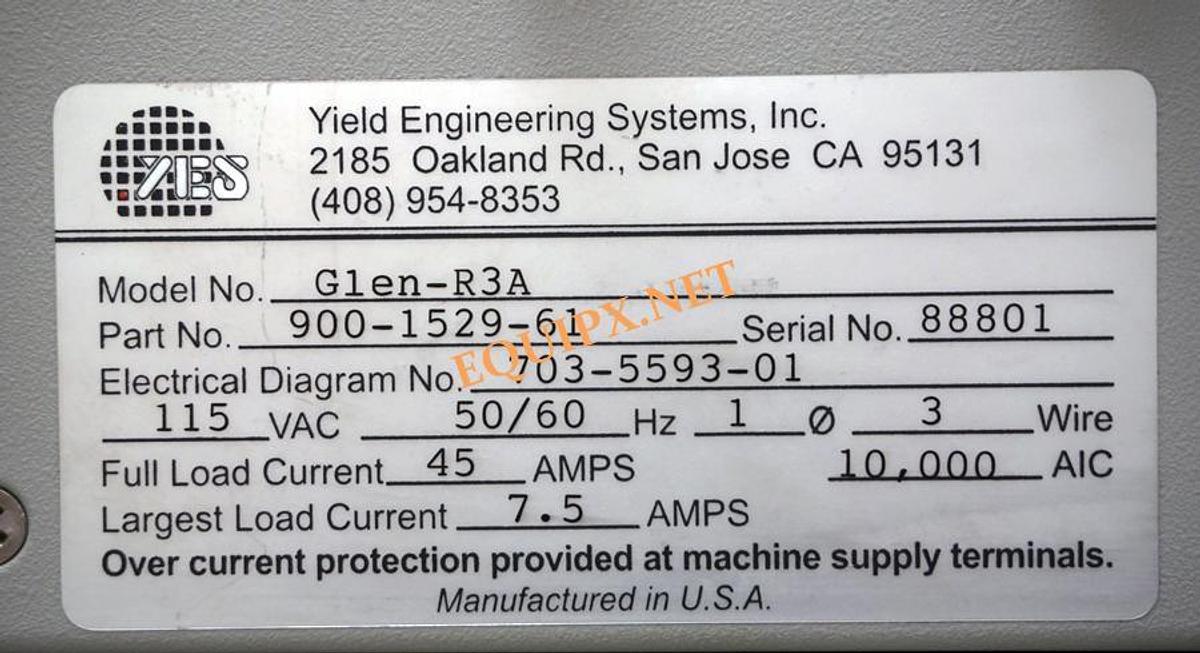 Used Glen Technologies (Yield Engineering) R3A 500W low frequency Plasma Asher