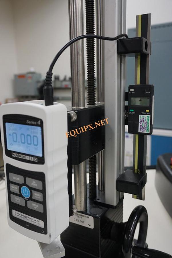Used Mark 10 ES30 Hand Wheel Test Stand, 200 Lb Capacity (1kN) with Digital Travel display and M5-50 digital force gauge