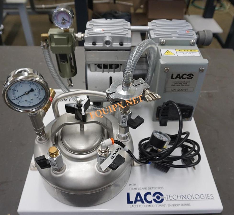 Used Laco Titan Test M Series Helium Leak test station with helium bombing accessory