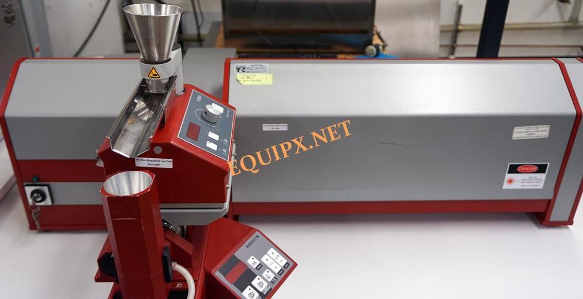 Used Sympatec particle size analyzer with powder feeder and liquid dispersion