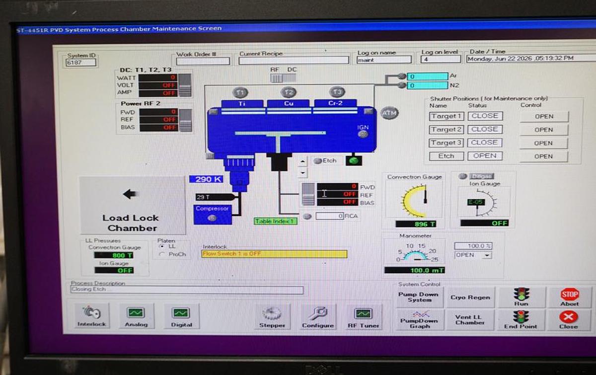 Refurbished Perkin Elmer  4451 for Rf, DC, Pulsed DC sputtering, (3) Delta Cathodes, CTI Cryo- Refurbished
