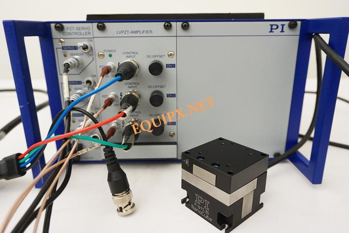 Used PI P-611.3S NanoCube XYZ (100 x 100 x 100u) Piezo Stage with PI E-501.00 3 Channel Servo Controller and Amplifier
