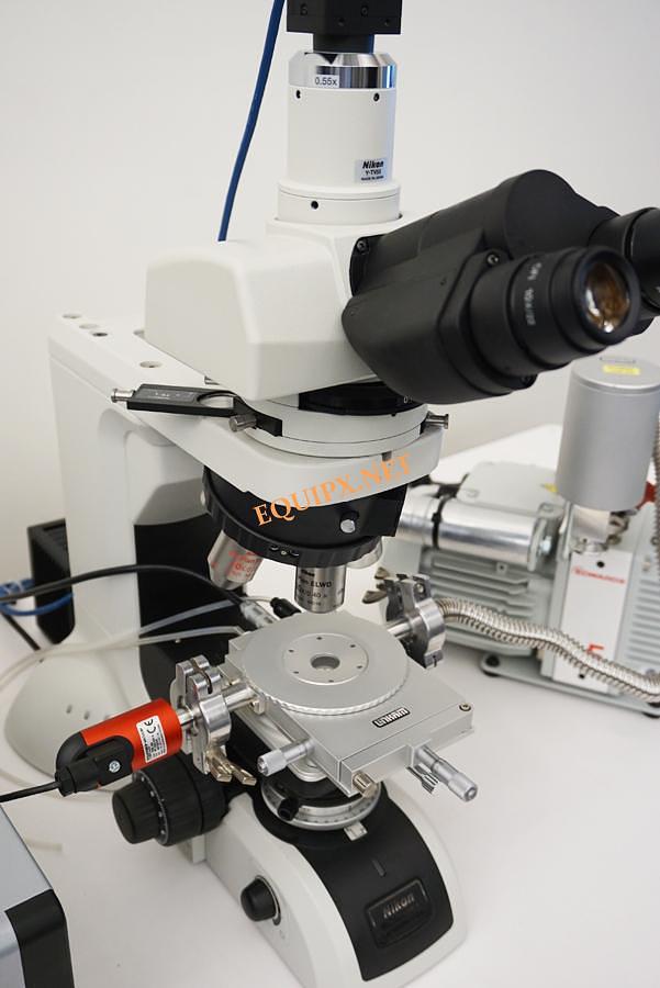 Used Nikon LV100N POL Polarizing microscope with Linkam FDCS196 Freeze drying vacuum stage and FLIR 3mp camera