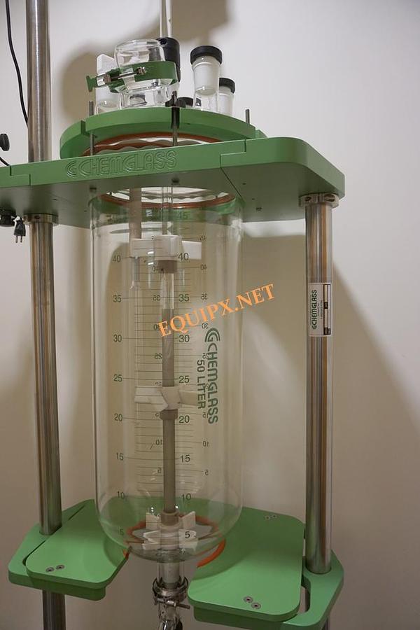 Used Chemglass 50 liter unjacketed reactor with stirring motor