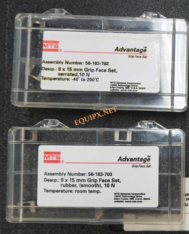 Used MTS 10N Advantage pneumatic grips assembly no. 100-032-017 with 2 sets of grip faces