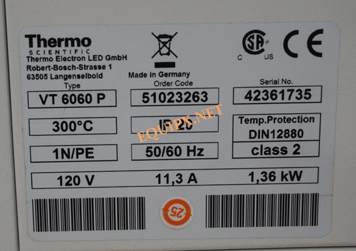 Used Thermo Scientific Vacutherm VT6060P High Temperature shelf heated vacuum oven- max 300C