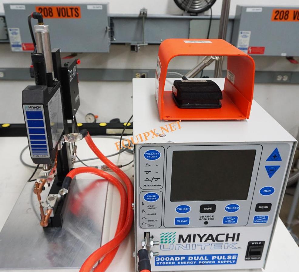Used Miyachi Unitek 300ADP 300ws Capacitive Discharge Welder and 80A/EZ weld head
