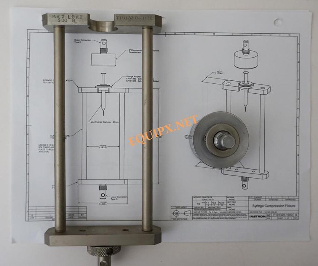Used Instron 2870-001 syringe compression fixture 500N capacity