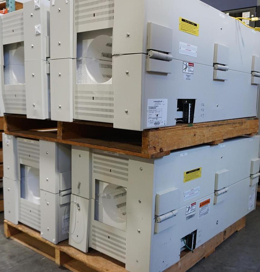 Refurbished Thermo Lindberg Blue M HTF55667C split hinge tube furnace 1200 degrees C, 3 zone with 58434 3 zone controller