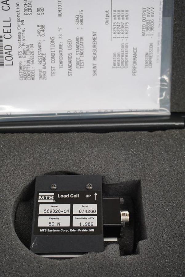 Used MTS Insight 1kN (225lbf) 1EL tensile and compression testing machine with Extended frame, 3 load cells, Pneumatic grips,  and Testworks 4 software