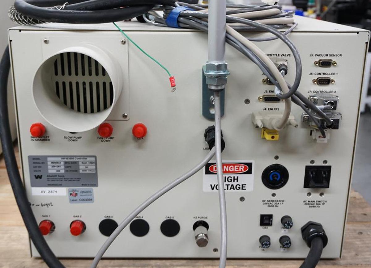 Preowned 2020 Allwin21/ Branson IPC AW-B3000 with 12"x23"d quartz barrel, 2 gas inputs, and Ebara EV-A10-2 dry pump