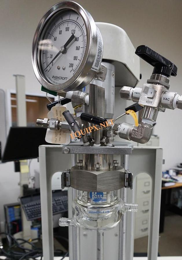 Used PARR 5104 low pressure reactor with 215ml jacketed reaction vessel and 4838 controller