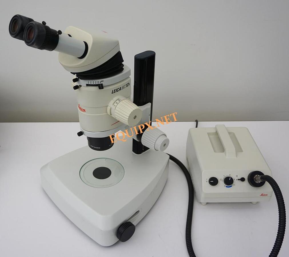 Used Leica MZ12.5 with Ergohead, transmitted light base, KL-1500 fiber power supply