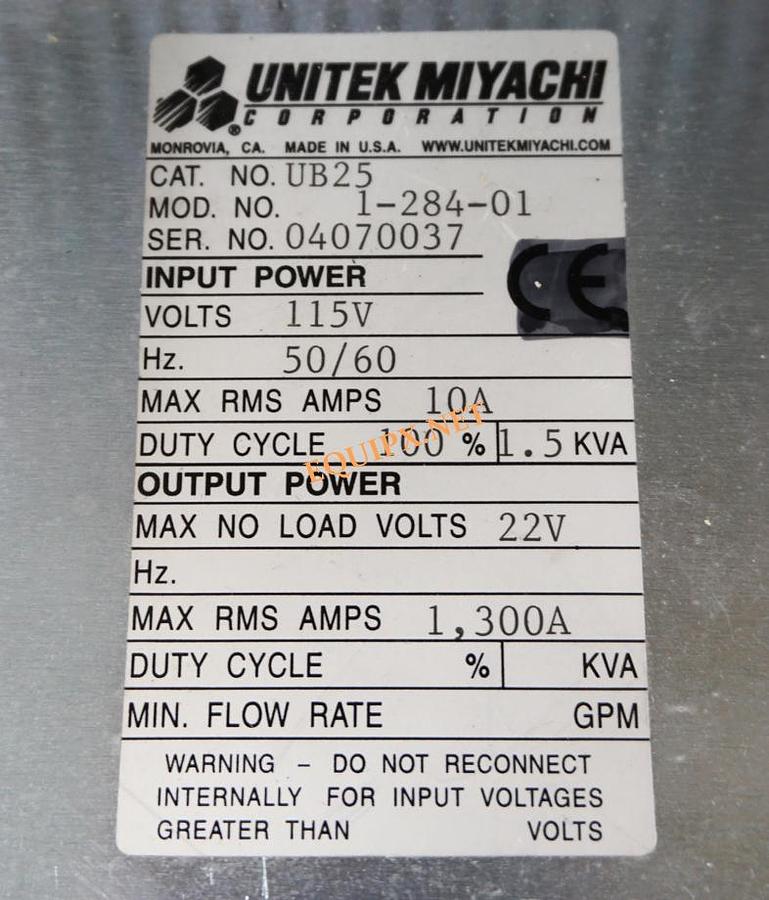 Used Miyachi Unitek UB25 Linear DC Resistance Welding power supply with 80A/EZ weld head