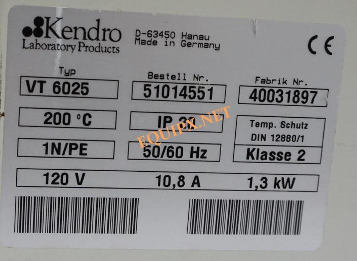 Used Thermo Scientific Heraeus VT6025 vacuum oven, max 200C,  0.8cuft, 110vac