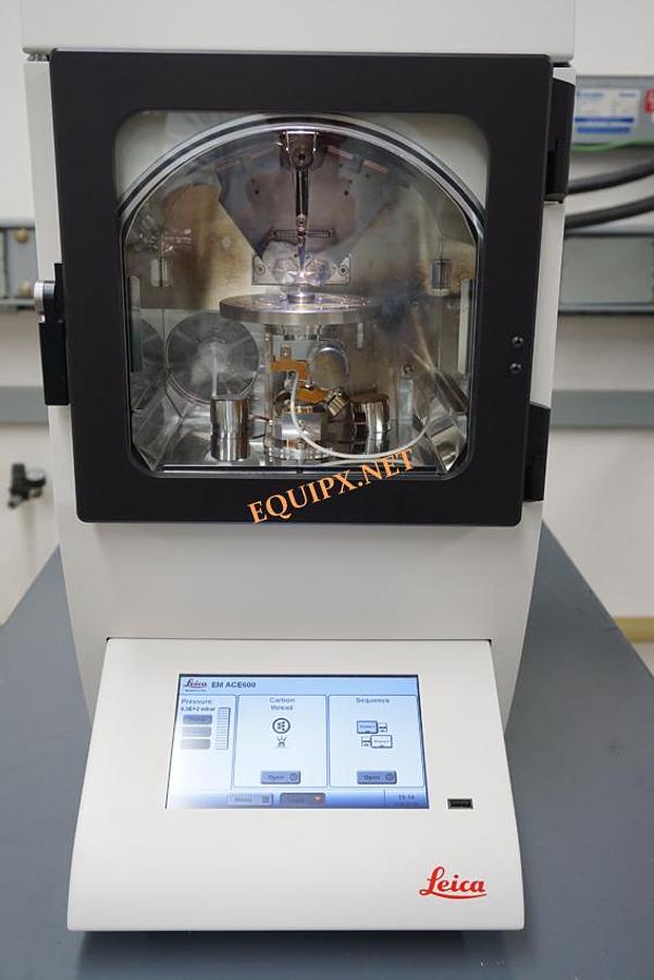 Used 2021 LEICA EM ACE600 sputter coater with carbon filament holder and 3 axis motorized stage with planetary drive