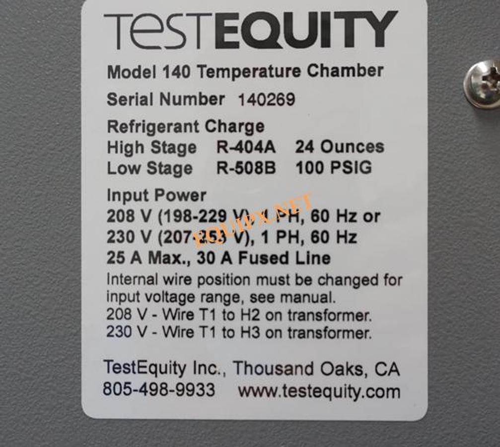 Used Test Equity 140 temperature chamber, 4 cuft, -73C to +175C,