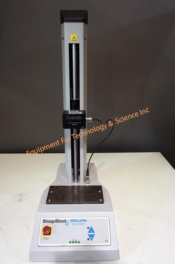 Used Dillon quantrol (Mecmesin) Snapshot motorized test stand with 4 load cells, 220lbf load capacity, software