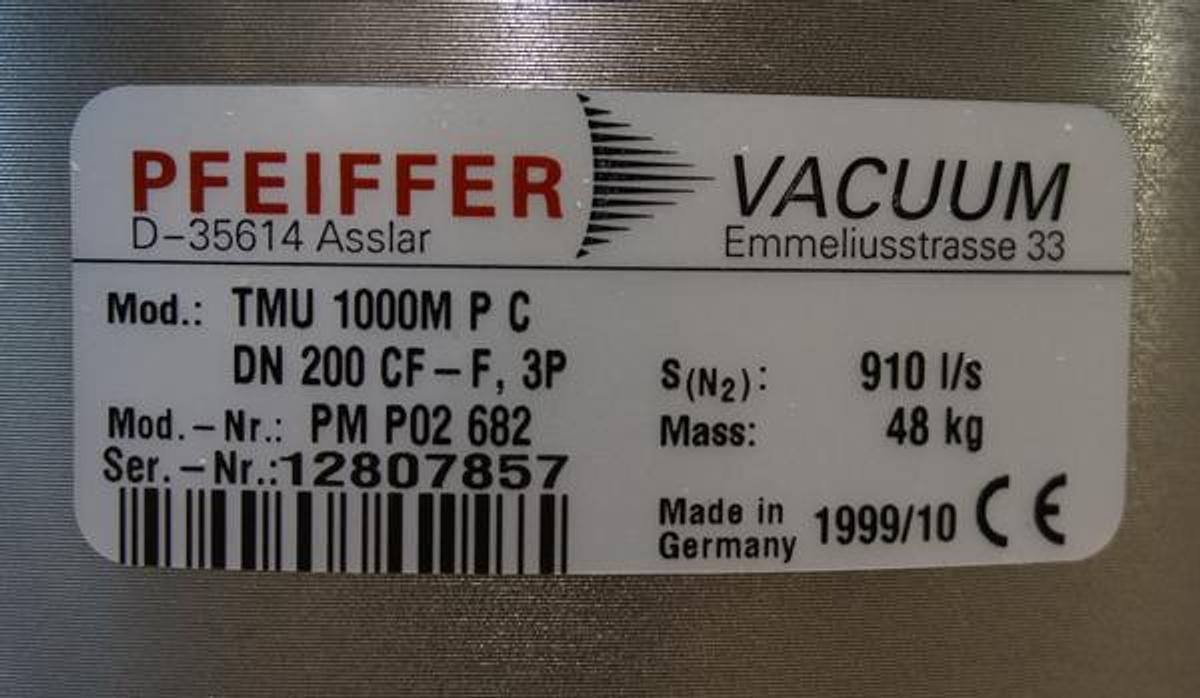 Used Pfeiffer TMU 1000M-P-C Turbo drag Pump, PM P02 682