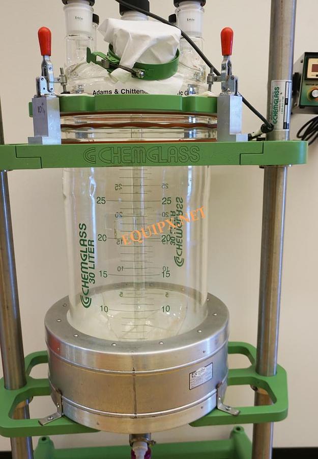 Used Chemglass 30 liter unjacketed reactor with stirring motor