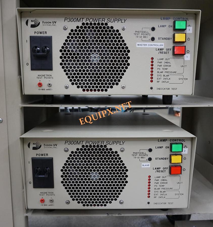 Used Fusion DRS 10/12 UV curing conveyor with (2) F300S lamp systems and 14" belt width