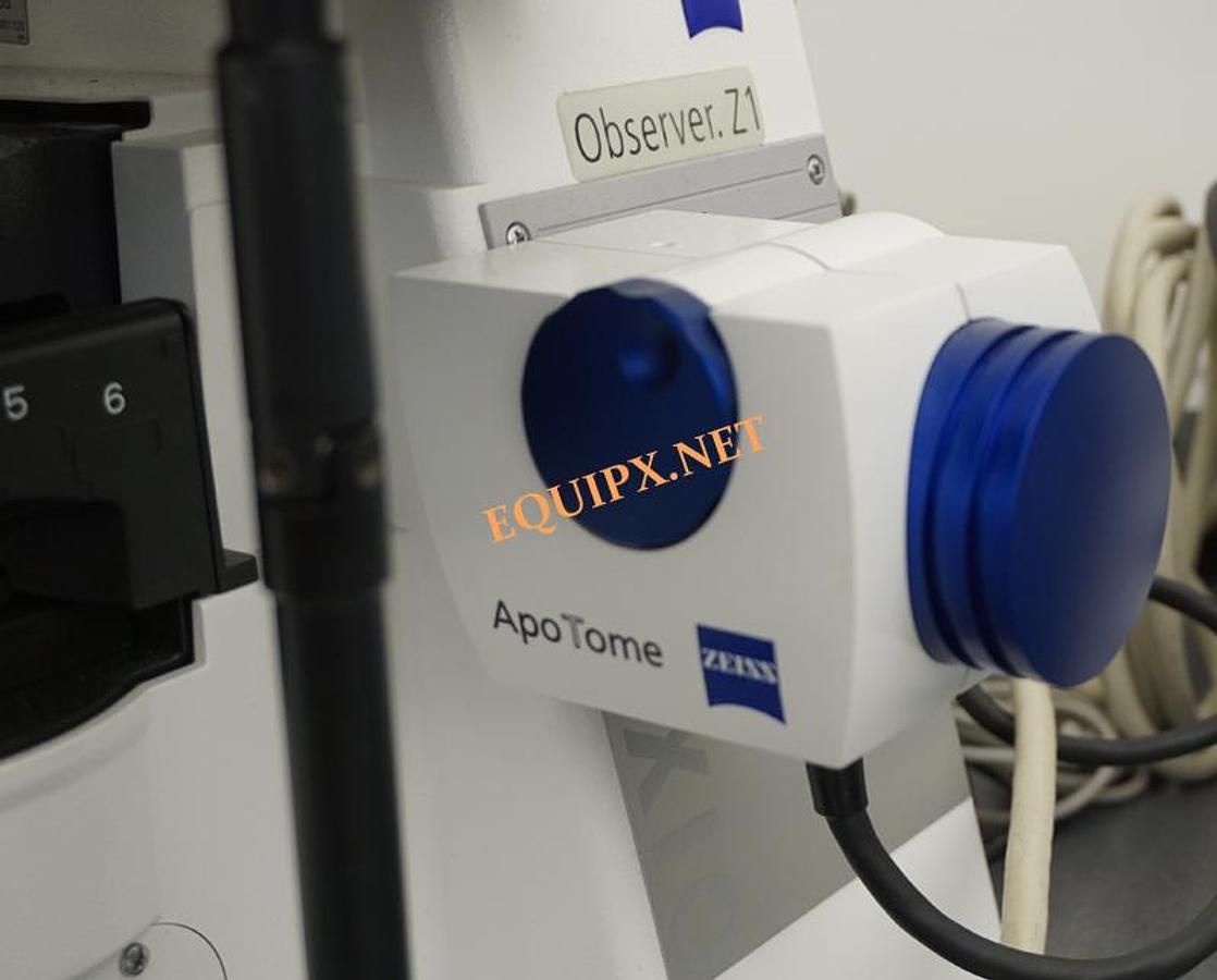 Used Zeiss AXIO Observer.Z1 inverted flourescence microscope with Apotome Structured Illumination for near Confocal imaging