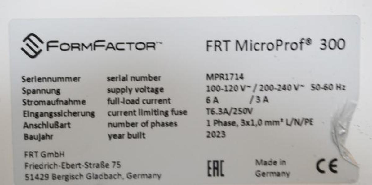 Preowned 2023 FRT- Formfactor-Camtek MicroProf 300 Automated Optical Profiler