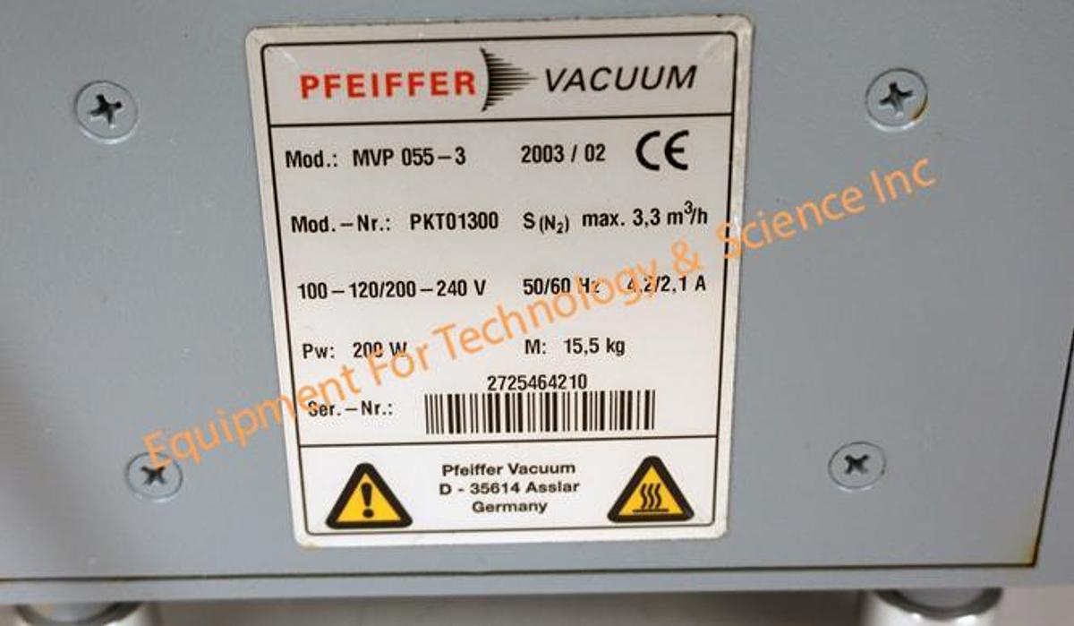 Used Pfeiffer MV-055-3 diaphram vacuum pump 3.3 m3/hour, 2CFM