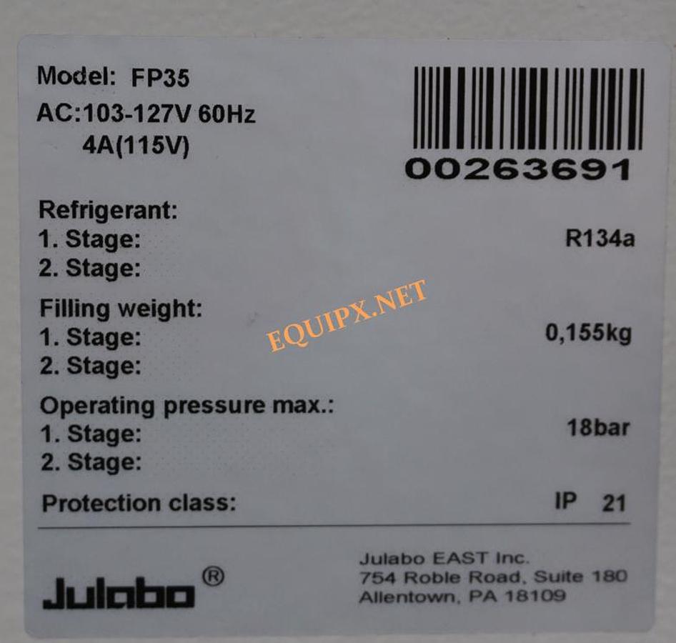 Used Julabo FP35 refrigerated circulator, 450W@20C, Temp Range -35C to +200C