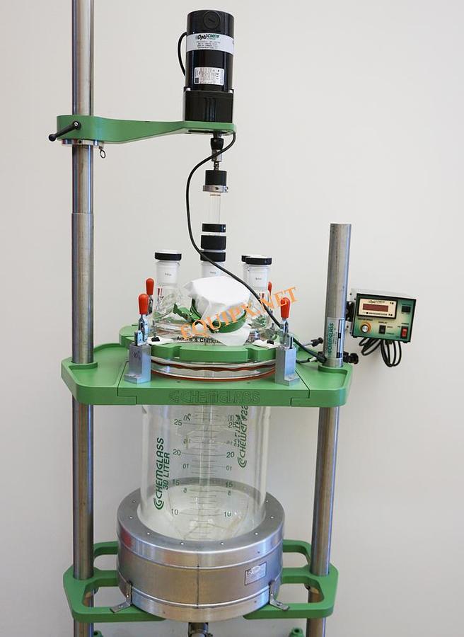 Used Chemglass 30 liter unjacketed reactor with stirring motor