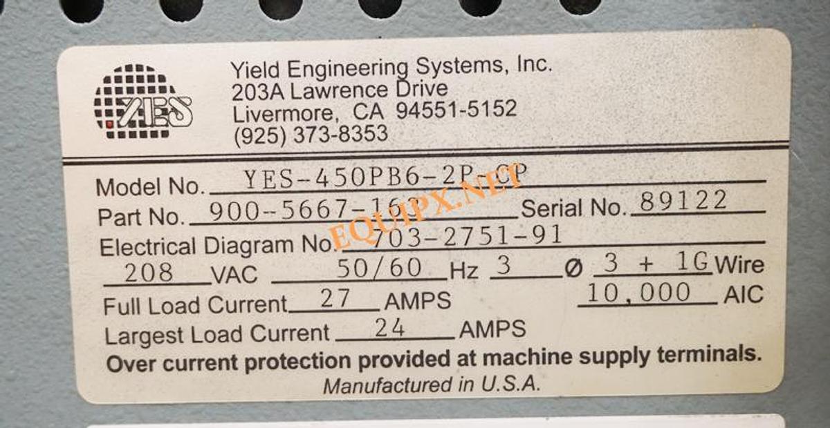Refurbished Yield Engineering 450PB6-2P REFURBISHED High temperature vacuum oven for polyimide, photoresist and epoxy curing (2014)