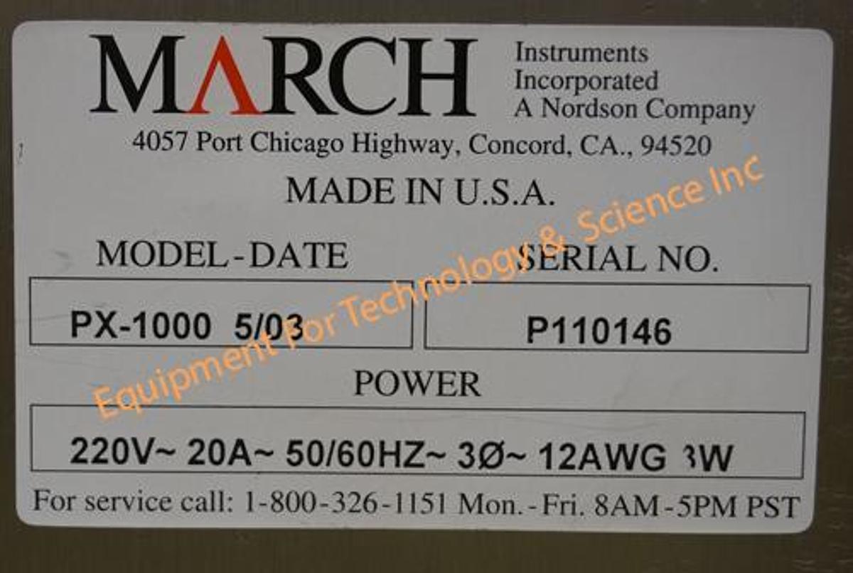 Used March PX1000 Plasma Asher with ENI 1200W RF generator
