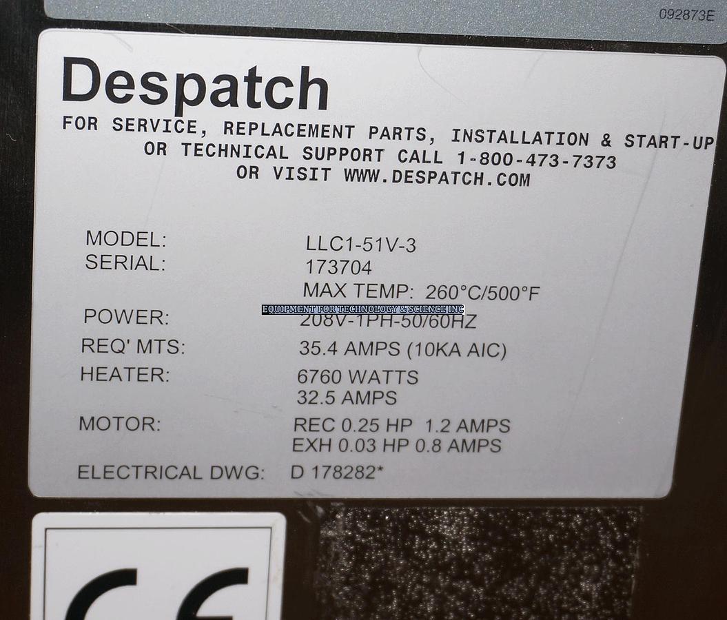 Used Despatch LLC1-51V-3  5.1cuft Clean Room Oven max 260C