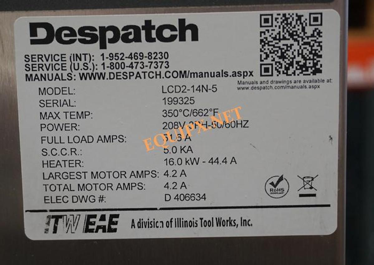 Used Despatch LCD2-14N-5 HEPA Class 100 clean room oven 350C Protocol 3 programmer