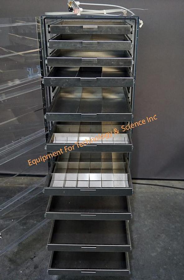 Used TDI 250SD static dissipative dessicator with 10 pull out stainless drawers