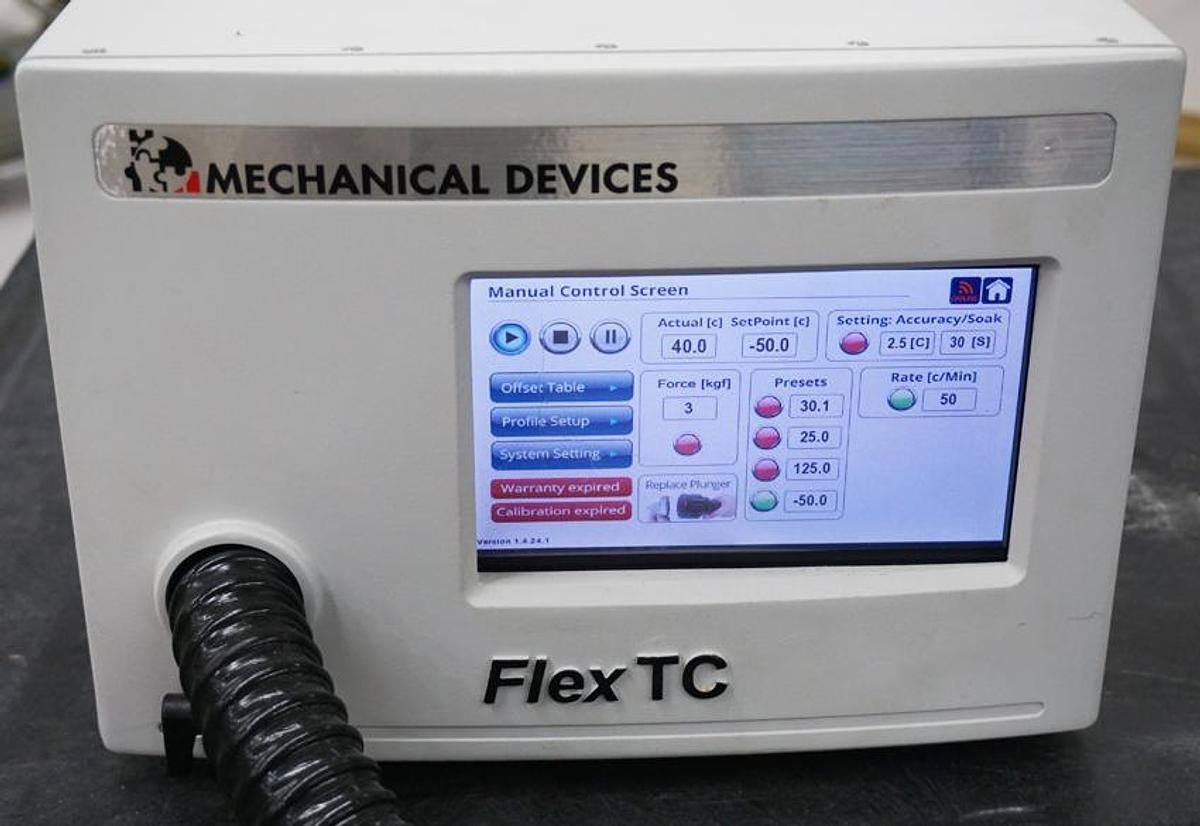 Used Mechanical Devices FLEX-TC thermal forcing system model MDTC-485-1 Range -55C to 155C