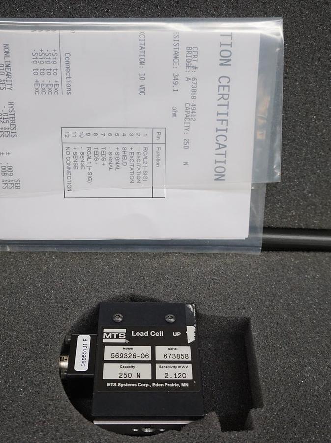 Used MTS Insight 1kN (225lbf) 1EL tensile and compression testing machine with Extended frame, 3 load cells, Pneumatic grips,  and Testworks 4 software