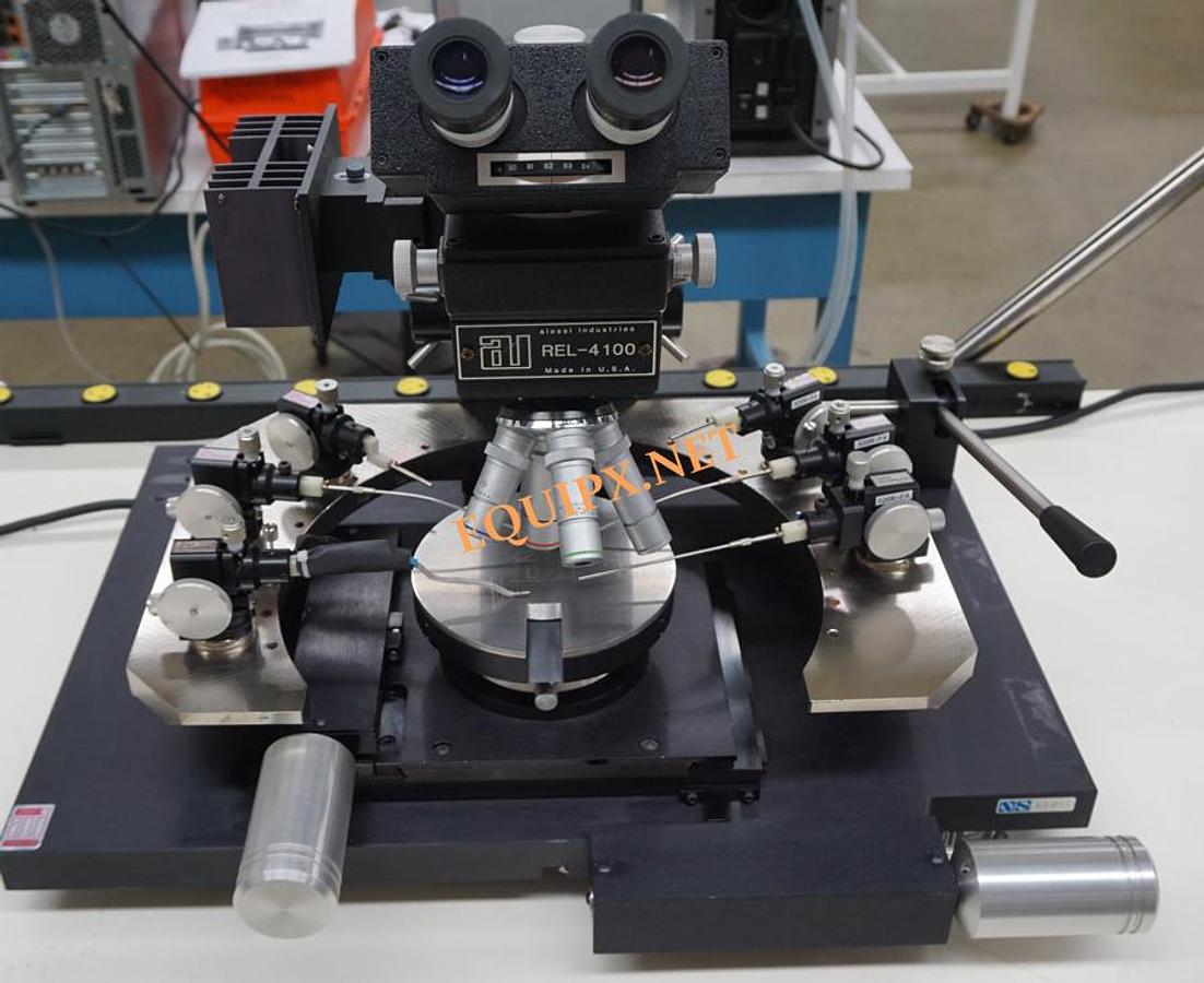 Used Alessi REL4100 manual prober with 150mm vacuum chuck and 6 positioners