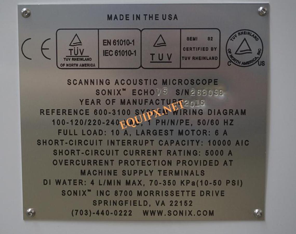 Used Sonix Echo VS Scanning Acoustic Microscope (2016) with 3 transducers