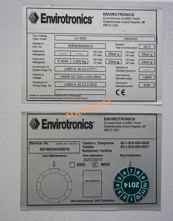 Used Weiss Envirotronics Temperature Humidity Chamber LH4003- -40C to 180C, 10-98%Rh Made in Germany