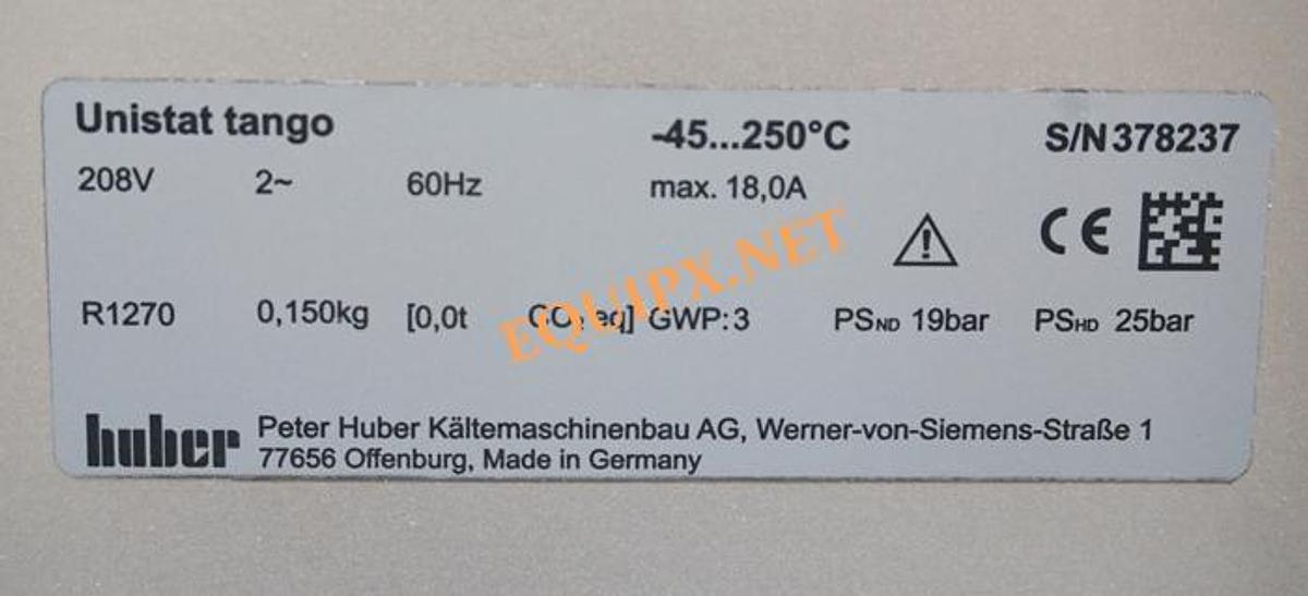 Used Huber Unistat Tango with Pilot One controller -45C to 250C