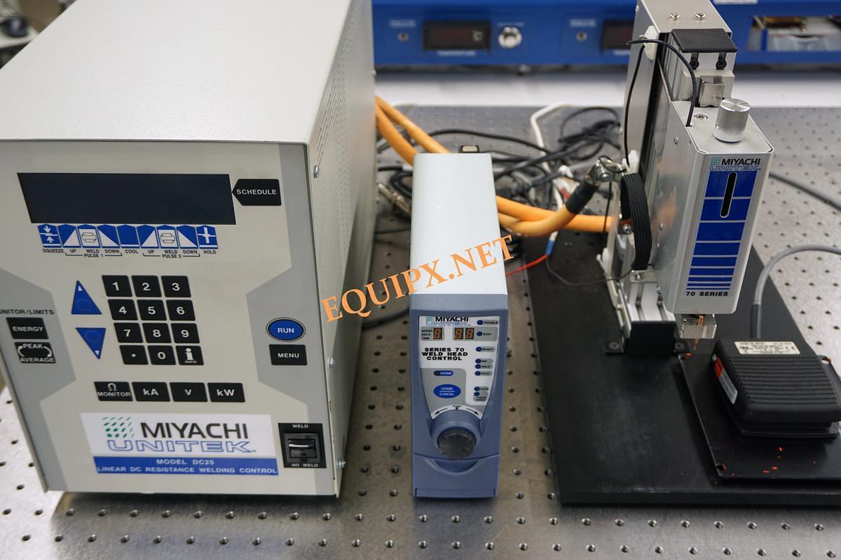Used Miyachi  micro welding system with DC25 power supply, Series 71 weld head with controller