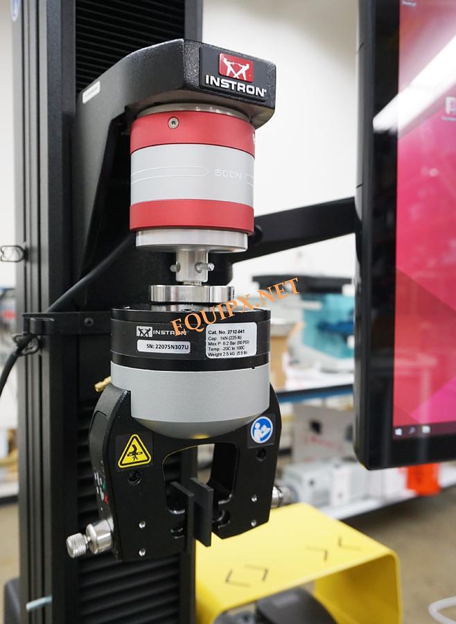Used Instron 68SC-05 Single Column Materials Testing System with 112lb(500N) force capacity, 500N load cell, 500N grips, and Touch Screen with Bluehill Universal (2022)