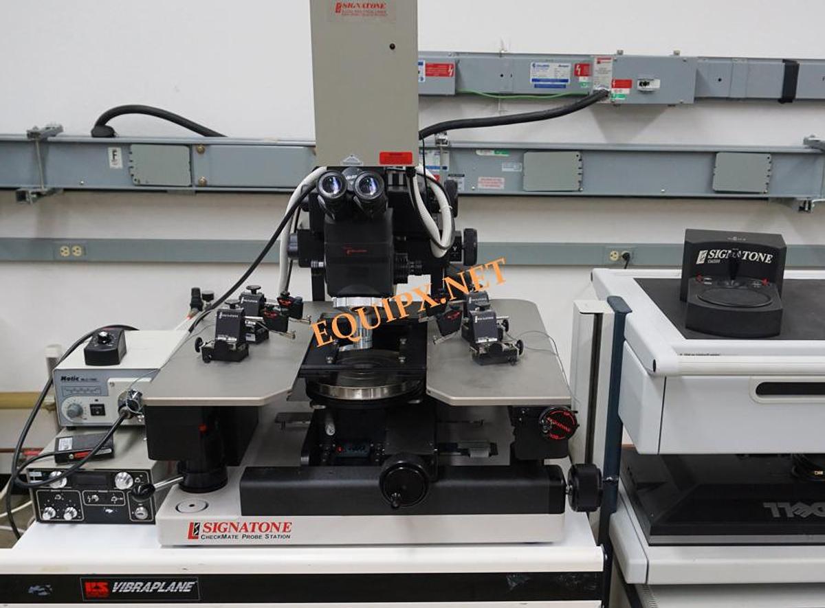 Used Signatone CM200 Checkmate semiautomatic 200mm prober with L-LCS2 532nm/ 355nm laser, Mitutoyo microscope and (4) S925 positioners