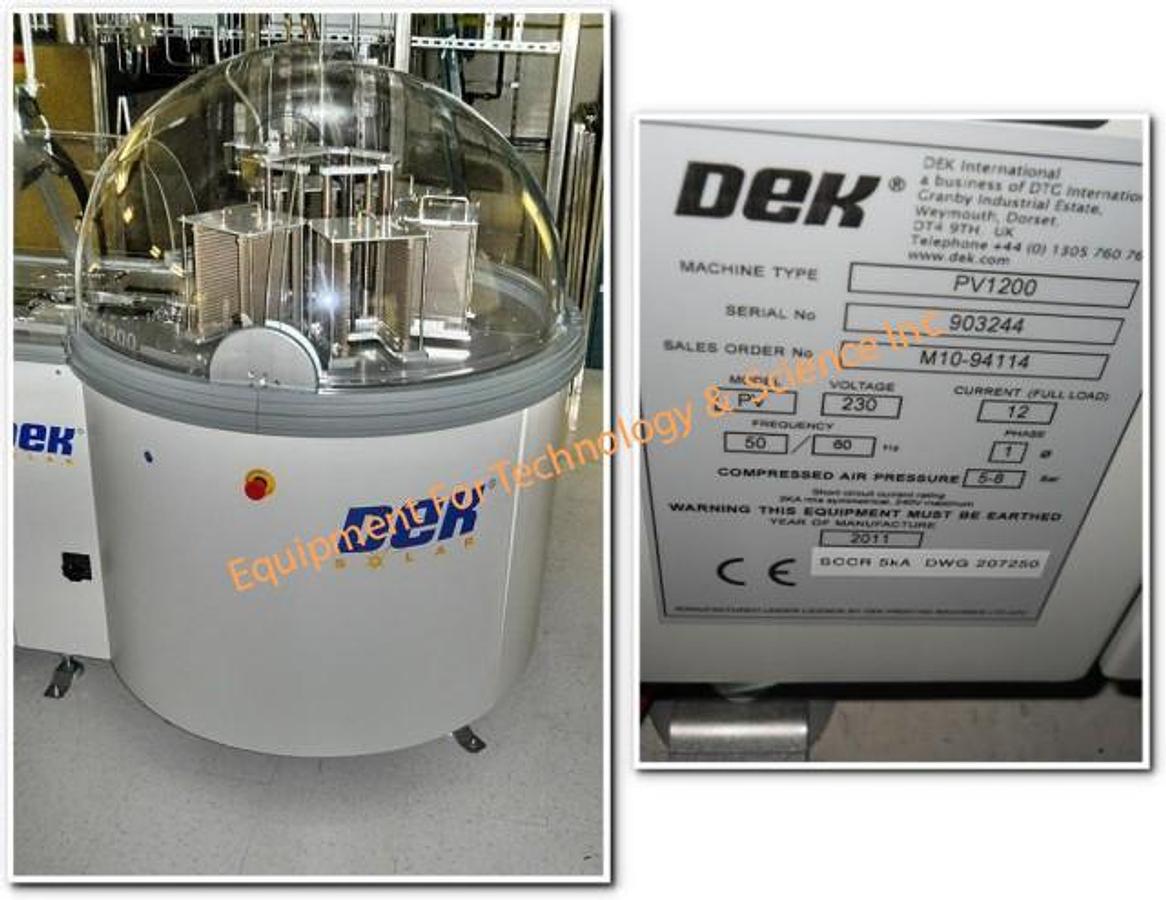 Used Dek PV1200-Series Metallization Line